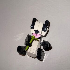 LEGO Black and White Panda with Green Bamboo